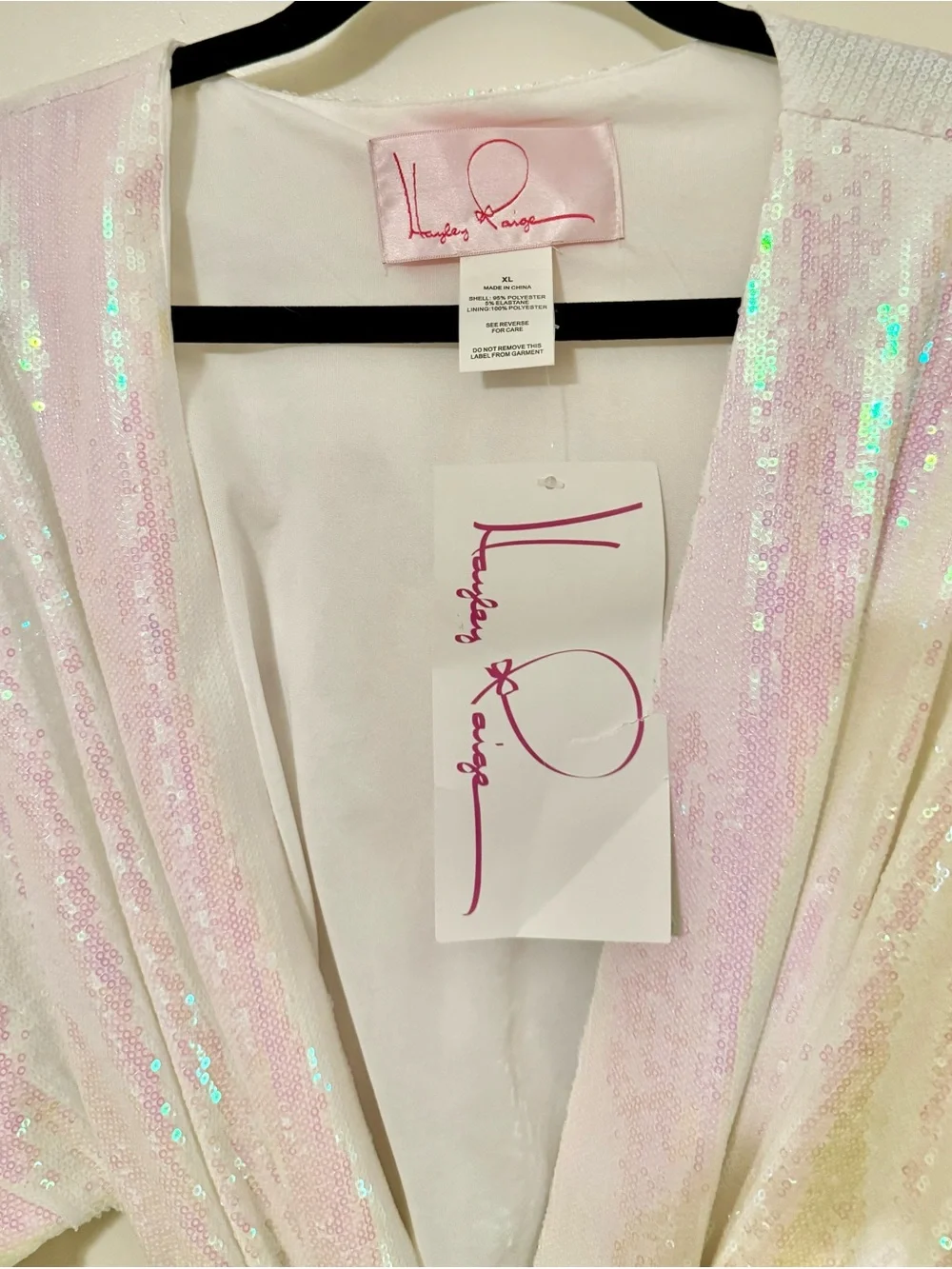 NWT Hayley Paige Sparkle Squad Iridescent Sequin Robe XL Bridal Bride Bridesmaid